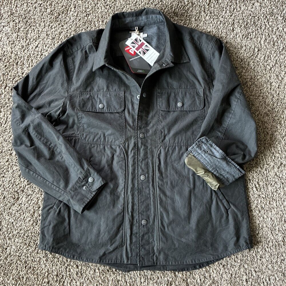 NWT Flint and Tinder Bighorn Waxed Shirt Jacket, Size XL, TekWax, Gray